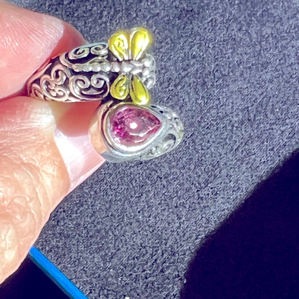 Pink stone silver ring